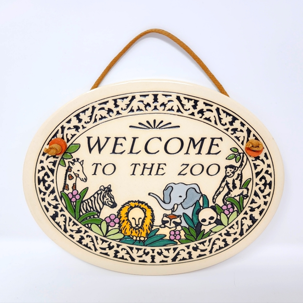 Trinity Pottery Welcome to the Zoo Wall Hanging Sign